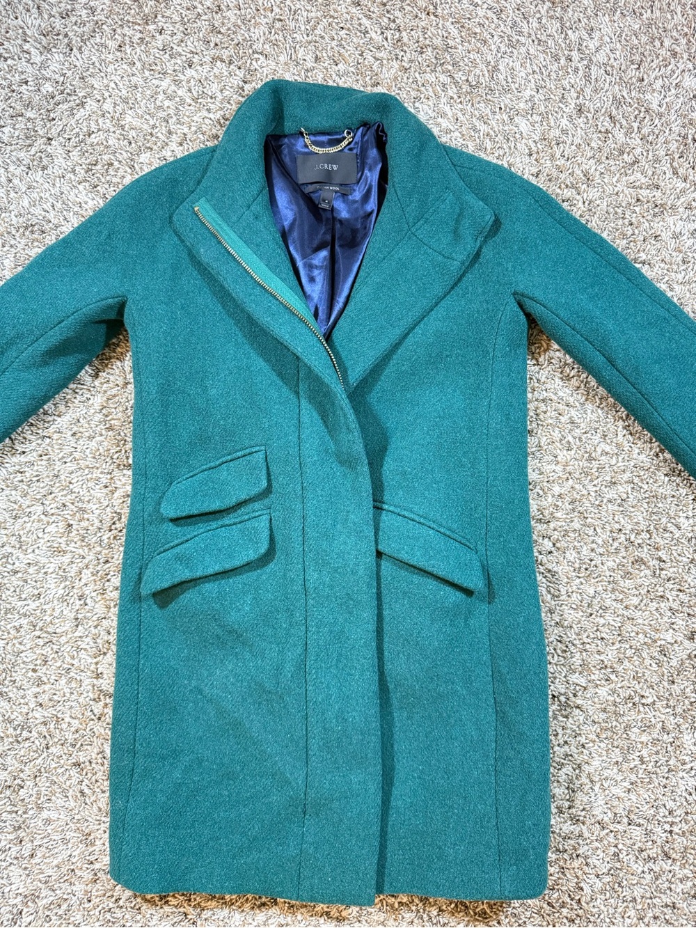 J. Crew Teal Green Wool-Blend Pea Coat